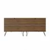 Manhattan Comfort Rockefeller 6-Drawer Double Low Dresser with Metal Legs in Pink Back - Manhattan Comfort Rockefeller 6-Drawer Double Low Dresser with Metal Legs in Pink Back