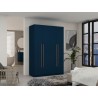 Manhattan Comfort Gramercy Modern 2-Section Freestanding Wardrobe Armoire Closet in Tatiana Midnight Blue