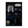 Manhattan Comfort Gramercy Modern 2-Section Freestanding Wardrobe Armoire Closet in Tatiana Midnight Blue Open - Manhattan Comfort Gramercy Modern 2-Section Freestanding Wardrobe Armoire Closet in Tatiana Midnight Blue Open