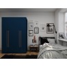 Manhattan Comfort Gramercy Modern 2-Section Freestanding Wardrobe Armoire Closet in Tatiana Midnight Blue Front