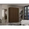 Manhattan Comfort Gramercy Modern 2-Section Freestanding Wardrobe Armoire Closet in Brown - Manhattan Comfort Gramercy Modern 2-Section Freestanding Wardrobe Armoire Closet in Brown