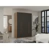 Manhattan Comfort Gramercy Modern 2-Section Freestanding Wardrobe Armoire Closet in Nature and Textured Grey  - Manhattan Comfort Gramercy Modern 2-Section Freestanding Wardrobe Armoire Closet in Nature and Textured Grey 