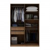 Manhattan Comfort Gramercy Modern 2-Section Freestanding Wardrobe Armoire Closet in Nature and Textured Grey Open