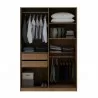 Manhattan Comfort Gramercy Modern 2-Section Freestanding Wardrobe Armoire Closet in Nature and Textured Grey Open - Manhattan Comfort Gramercy Modern 2-Section Freestanding Wardrobe Armoire Closet in Nature and Textured Grey Open