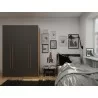 Manhattan Comfort Gramercy Modern 2-Section Freestanding Wardrobe Armoire Closet in Nature and Textured Grey Front - Manhattan Comfort Gramercy Modern 2-Section Freestanding Wardrobe Armoire Closet in Nature and Textured Grey Front