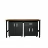 Manhattan Comfort 3-Piece Fortress Mobile Space-Saving Steel Garage Cabinet and Worktable 2.0 in Charcoal Grey Front - Manhattan Comfort 3-Piece Fortress Mobile Space-Saving Steel Garage Cabinet and Worktable 2.0 in Charcoal Grey Front