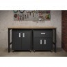 Manhattan Comfort 3-Piece Fortress Mobile Space-Saving Steel Garage Cabinet and Worktable 2.0 in Charcoal Grey