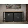 Manhattan Comfort 3-Piece Fortress Mobile Space-Saving Steel Garage Cabinet and Worktable 2.0 in Charcoal Grey - Manhattan Comfort 3-Piece Fortress Mobile Space-Saving Steel Garage Cabinet and Worktable 2.0 in Charcoal Grey