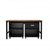 Manhattan Comfort 3-Piece Fortress Mobile Space-Saving Steel Garage Cabinet and Worktable 2.0 in Charcoal Grey Back