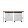 Manhattan Comfort 3-Piece Fortress Mobile Space-Saving Steel Garage Cabinet and Worktable 2.0 in White Front