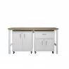 Manhattan Comfort 3-Piece Fortress Mobile Space-Saving Steel Garage Cabinet and Worktable 2.0 in White Front - Manhattan Comfort 3-Piece Fortress Mobile Space-Saving Steel Garage Cabinet and Worktable 2.0 in White Front