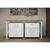 Manhattan Comfort 3-Piece Fortress Mobile Space-Saving Steel Garage Cabinet and Worktable 2.0 in White  - Manhattan Comfort 3-Piece Fortress Mobile Space-Saving Steel Garage Cabinet and Worktable 2.0 in White 