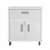Manhattan Comfort 3-Piece Fortress Mobile Space-Saving Steel Garage Cabinet and Worktable 2.0 in White - Manhattan Comfort 3-Piece Fortress Mobile Space-Saving Steel Garage Cabinet and Worktable 2.0 in White