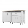 Manhattan Comfort 3-Piece Fortress Mobile Space-Saving Steel Garage Cabinet and Worktable 2.0 in White Side
