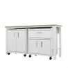 Manhattan Comfort 3-Piece Fortress Mobile Space-Saving Steel Garage Cabinet and Worktable 2.0 in White Side - Manhattan Comfort 3-Piece Fortress Mobile Space-Saving Steel Garage Cabinet and Worktable 2.0 in White Side