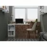 Manhattan Comfort Hampton 53.54 Home Office Desk with 3 Cubby Spaces and Solid Wood Legs in White - Manhattan Comfort Hampton 53.54 Home Office Desk with 3 Cubby Spaces and Solid Wood Legs in White