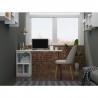Manhattan Comfort Hampton 53.54 Home Office Desk with 3 Cubby Spaces and Solid Wood Legs in White
