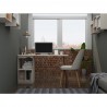 Manhattan Comfort Hampton 53.54 Home Office Desk with 3 Cubby Spaces and Solid Wood Legs in Off White