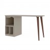 Manhattan Comfort Hampton 53.54 Home Office Desk with 3 Cubby Spaces and Solid Wood Legs in Off White