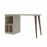 Manhattan Comfort Hampton 53.54 Home Office Desk with 3 Cubby Spaces and Solid Wood Legs in Off White - Manhattan Comfort Hampton 53.54 Home Office Desk with 3 Cubby Spaces and Solid Wood Legs in Off White