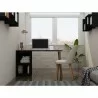 Manhattan Comfort Hampton 53.54 Home Office Desk with 3 Cubby Spaces and Solid Wood Legs in Black - Manhattan Comfort Hampton 53.54 Home Office Desk with 3 Cubby Spaces and Solid Wood Legs in Black