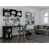 Manhattan Comfort Hampton 53.54 Home Office Desk with 3 Cubby Spaces and Solid Wood Legs in Black - Manhattan Comfort Hampton 53.54 Home Office Desk with 3 Cubby Spaces and Solid Wood Legs in Black