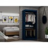 Manhattan Comfort Mulberry 35.9 Open Double Hanging Modern Wardrobe Closet with 2 Hanging Rods in Tatiana Midnight Blue