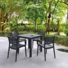 Artemis Resin Square Dining Set with 4 arm chairs Dark Gray