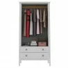Manhattan Comfort Crown Full Wardrobe with Hanging and 2 Drawers in White Open - Manhattan Comfort Crown Full Wardrobe with Hanging and 2 Drawers in White Open
