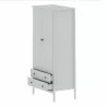Manhattan Comfort Crown Full Wardrobe with Hanging and 2 Drawers in White Drawers Open - Manhattan Comfort Crown Full Wardrobe with Hanging and 2 Drawers in White Drawers Open