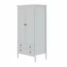 Manhattan Comfort Crown Full Wardrobe with Hanging and 2 Drawers in White Side - Manhattan Comfort Crown Full Wardrobe with Hanging and 2 Drawers in White Side