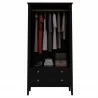 Manhattan Comfort Crown Full Wardrobe with Hanging and 2 Drawers in Black Open - Manhattan Comfort Crown Full Wardrobe with Hanging and 2 Drawers in Black Open
