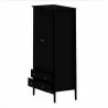 Manhattan Comfort Crown Full Wardrobe with Hanging and 2 Drawers in Black Drawers Open - Manhattan Comfort Crown Full Wardrobe with Hanging and 2 Drawers in Black Drawers Open
