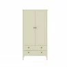 Manhattan Comfort Crown Full Wardrobe with Hanging and 2 Drawers in Off White Front - Manhattan Comfort Crown Full Wardrobe with Hanging and 2 Drawers in Off White Front