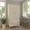 Manhattan Comfort Crown Full Wardrobe with Hanging and 2 Drawers in Off White - Manhattan Comfort Crown Full Wardrobe with Hanging and 2 Drawers in Off White