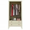 Manhattan Comfort Crown Full Wardrobe with Hanging and 2 Drawers in Off White Open - Manhattan Comfort Crown Full Wardrobe with Hanging and 2 Drawers in Off White Open