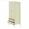 Manhattan Comfort Crown Full Wardrobe with Hanging and 2 Drawers in Off White Drawers Open - Manhattan Comfort Crown Full Wardrobe with Hanging and 2 Drawers in Off White Drawers Open
