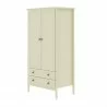 Manhattan Comfort Crown Full Wardrobe with Hanging and 2 Drawers in Off White Side - Manhattan Comfort Crown Full Wardrobe with Hanging and 2 Drawers in Off White Side