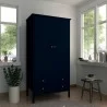 Manhattan Comfort Crown Full Wardrobe with Hanging and 2 Drawers in Tatiana Midnight Blue - Manhattan Comfort Crown Full Wardrobe with Hanging and 2 Drawers in Tatiana Midnight Blue