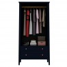 Manhattan Comfort Crown Full Wardrobe with Hanging and 2 Drawers in Tatiana Midnight Blue Open
