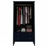 Manhattan Comfort Crown Full Wardrobe with Hanging and 2 Drawers in Tatiana Midnight Blue Open - Manhattan Comfort Crown Full Wardrobe with Hanging and 2 Drawers in Tatiana Midnight Blue Open