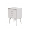 Alpine Furniture Flynn Mid Century Modern 2 Drawer Nightstand, White - Front Side Angle
