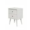 Alpine Furniture Flynn Mid Century Modern 2 Drawer Nightstand, White - Front Side Angle - Alpine Furniture Flynn Mid Century Modern 2 Drawer Nightstand, White - Front Side Angle