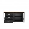 Manhattan Comfort 3-Piece Fortress Mobile Space-Saving Steel Garage Cabinet and Worktable 3.0 in Charcoal Grey Open