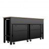 Manhattan Comfort 3-Piece Fortress Mobile Space-Saving Steel Garage Cabinet and Worktable 3.0 in Charcoal Grey Back