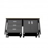 Manhattan Comfort 3-Piece Fortress Mobile Space-Saving Steel Garage Cabinet and Worktable 3.0 in Charcoal Grey Bottom