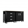 Manhattan Comfort 3-Piece Fortress Mobile Space-Saving Steel Garage Cabinet and Worktable 3.0 in Charcoal Grey Side