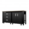 Manhattan Comfort 3-Piece Fortress Mobile Space-Saving Steel Garage Cabinet and Worktable 3.0 in Charcoal Grey Other Side