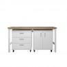 Manhattan Comfort 3-Piece Fortress Mobile Space-Saving Steel Garage Cabinet and Worktable 3.0 in White