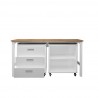 Manhattan Comfort 3-Piece Fortress Mobile Space-Saving Steel Garage Cabinet and Worktable 3.0 in White Front